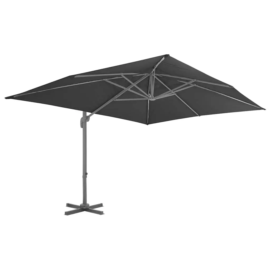 Garden Parasol with Portable Base Grey Umbrella