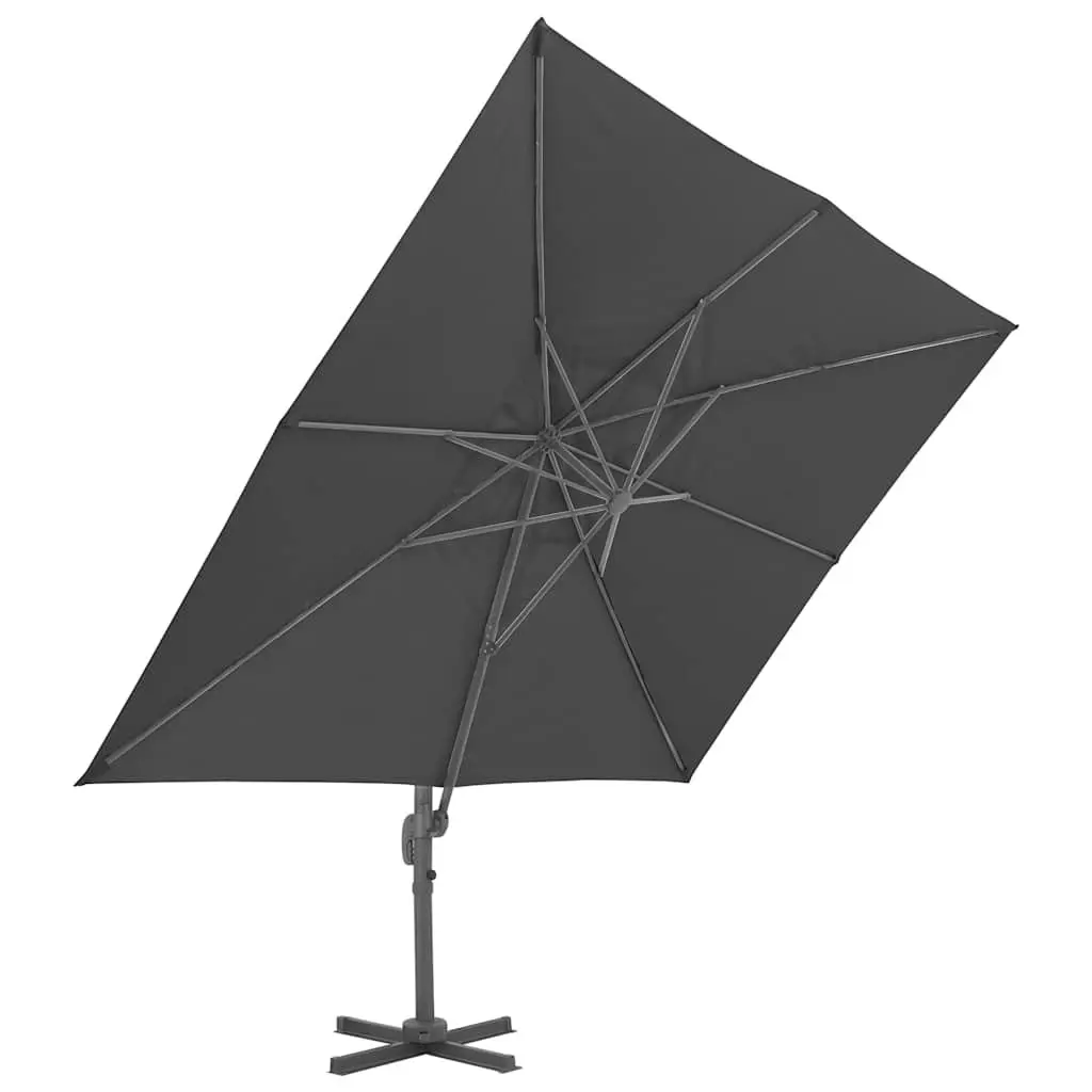 Garden Parasol with Portable Base Grey Umbrella