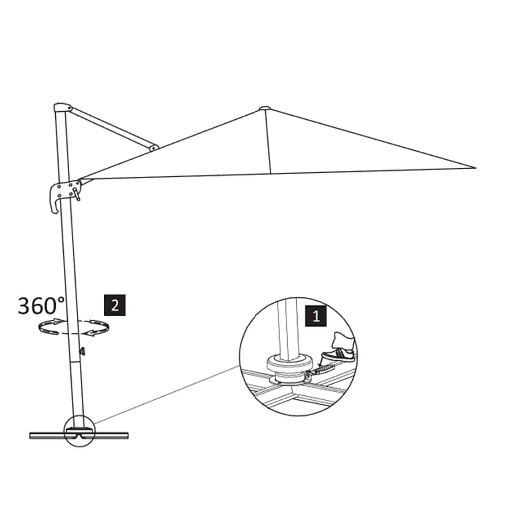 Garden Parasol with 360-Degree Tilt and Base