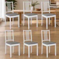 Set of 6 White Dining Chairs with Cushions for Comfort