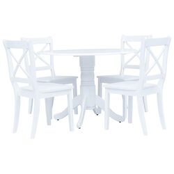 Premium 5 Piece White Dining Set with Wooden Table and Chairs