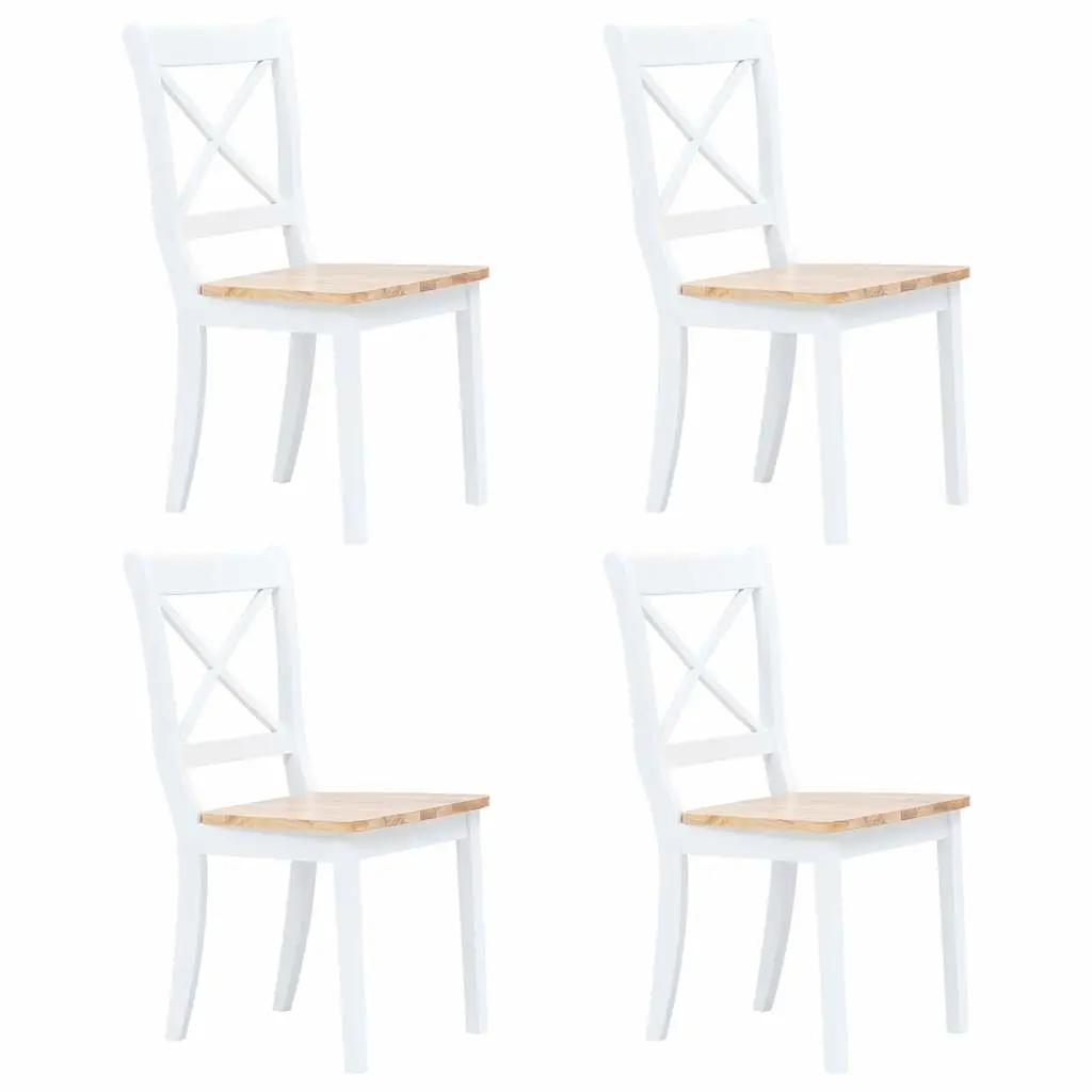 Solid Rubber Wood 5 Piece Dining Set with 4 Chairs