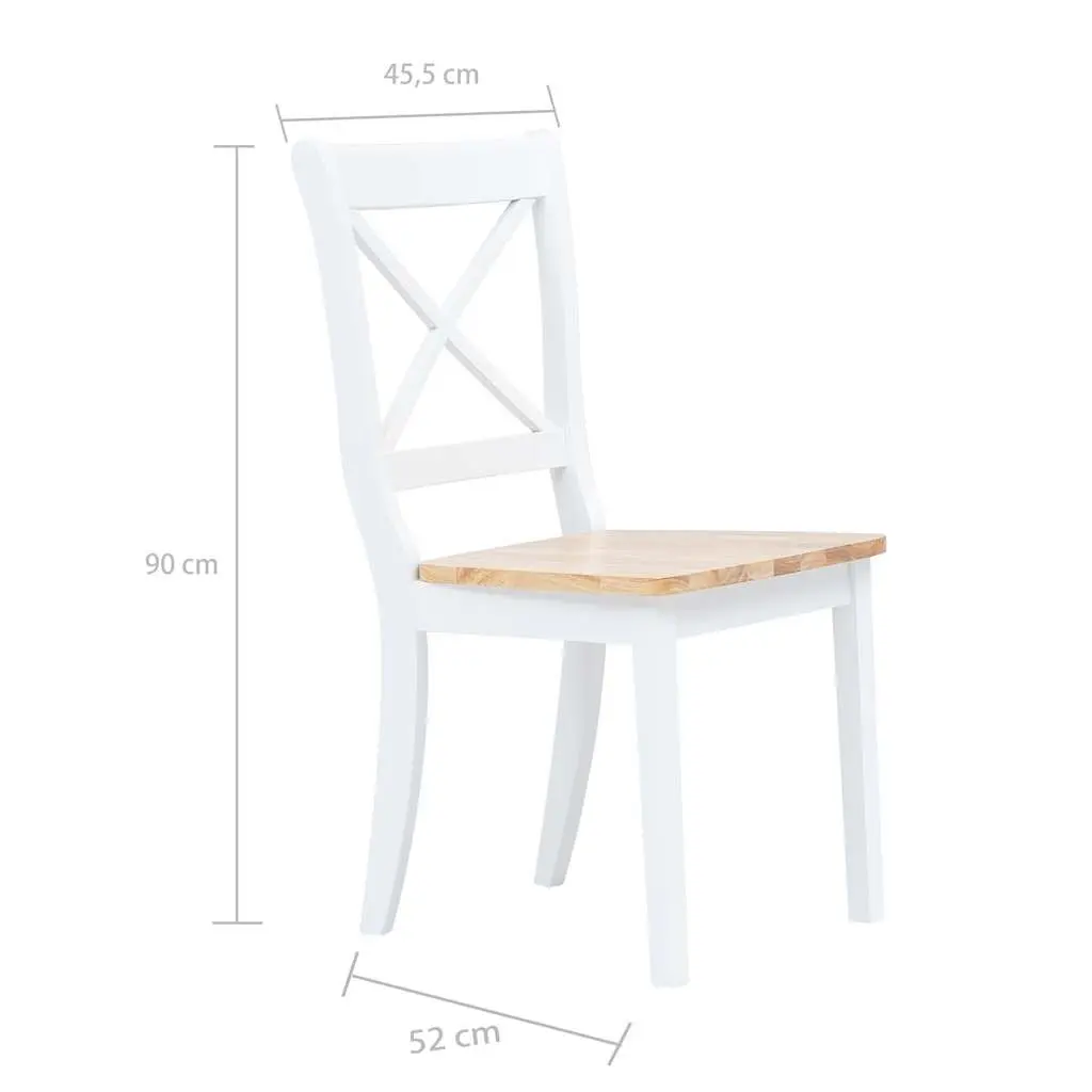 Solid Rubber Wood 5 Piece Dining Set with 4 Chairs