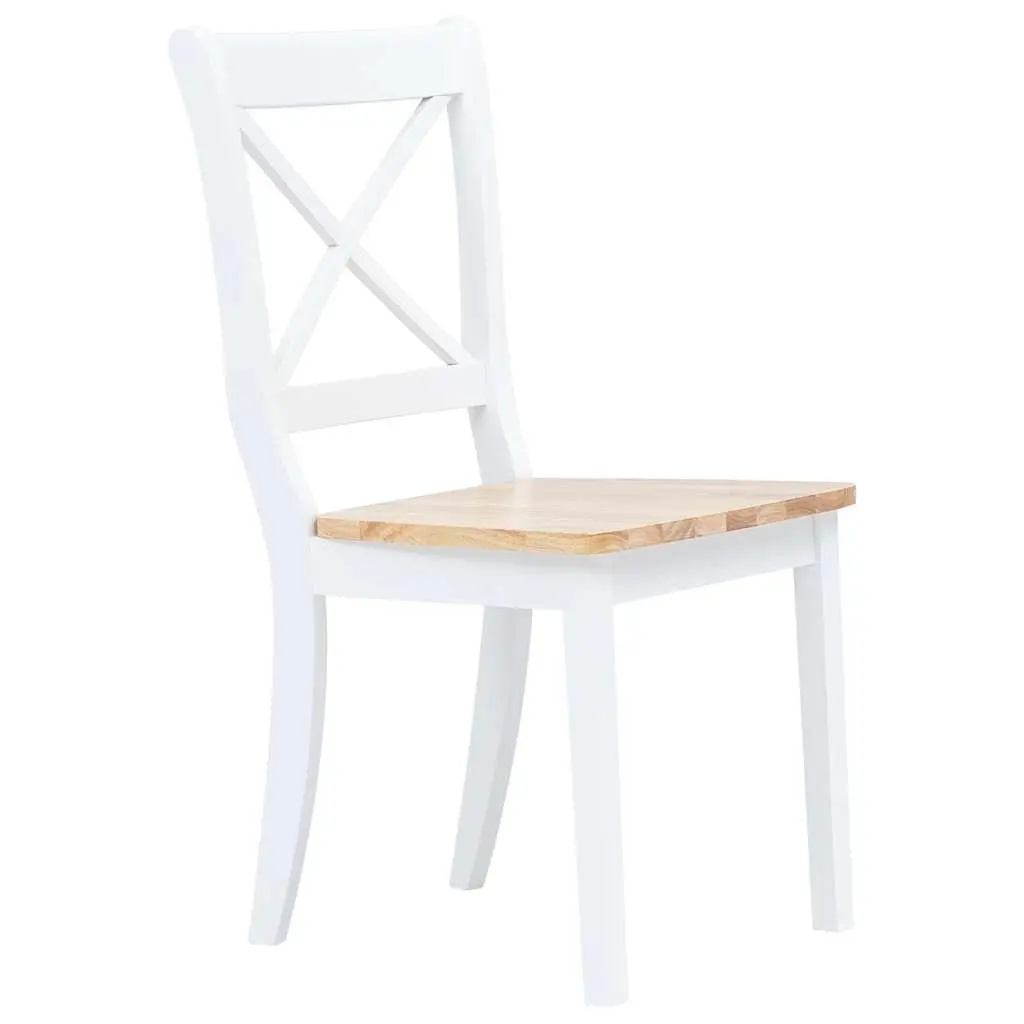 Solid Rubber Wood 5 Piece Dining Set with 4 Chairs