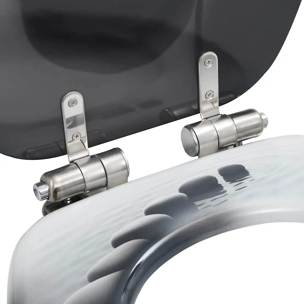 Toilet Seats 2 pcs Soft Close Lids Grey Stones Design Bathroom Fixtures