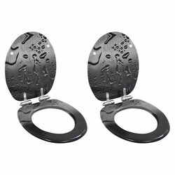 High-Quality Grey Toilet Seats 2 Pack with Soft Close Lids