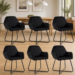 Set of 6 Modern Black Velvet Dining Chairs