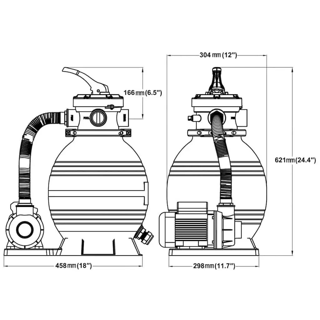 Sand Filter Pump 400W 11000 L/h Pool Spa Filtration System Above Ground Cleaner