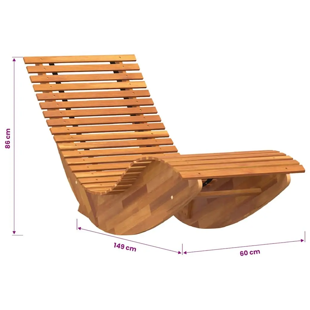 Solid Wood Acacia Brown Rocking Sun Loungers Set of 2