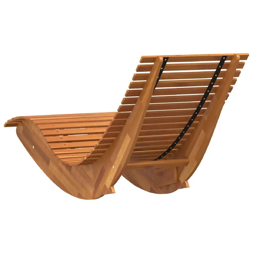 Solid Wood Acacia Brown Rocking Sun Loungers Set of 2