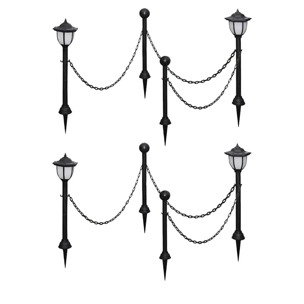 Solar Outdoor Lights Plastic 4 Piece Black Garden Fence Patio Yard Landscape Lamps