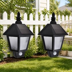 Premium Solar Wall Lamps 2 pcs with Motion Sensor Black