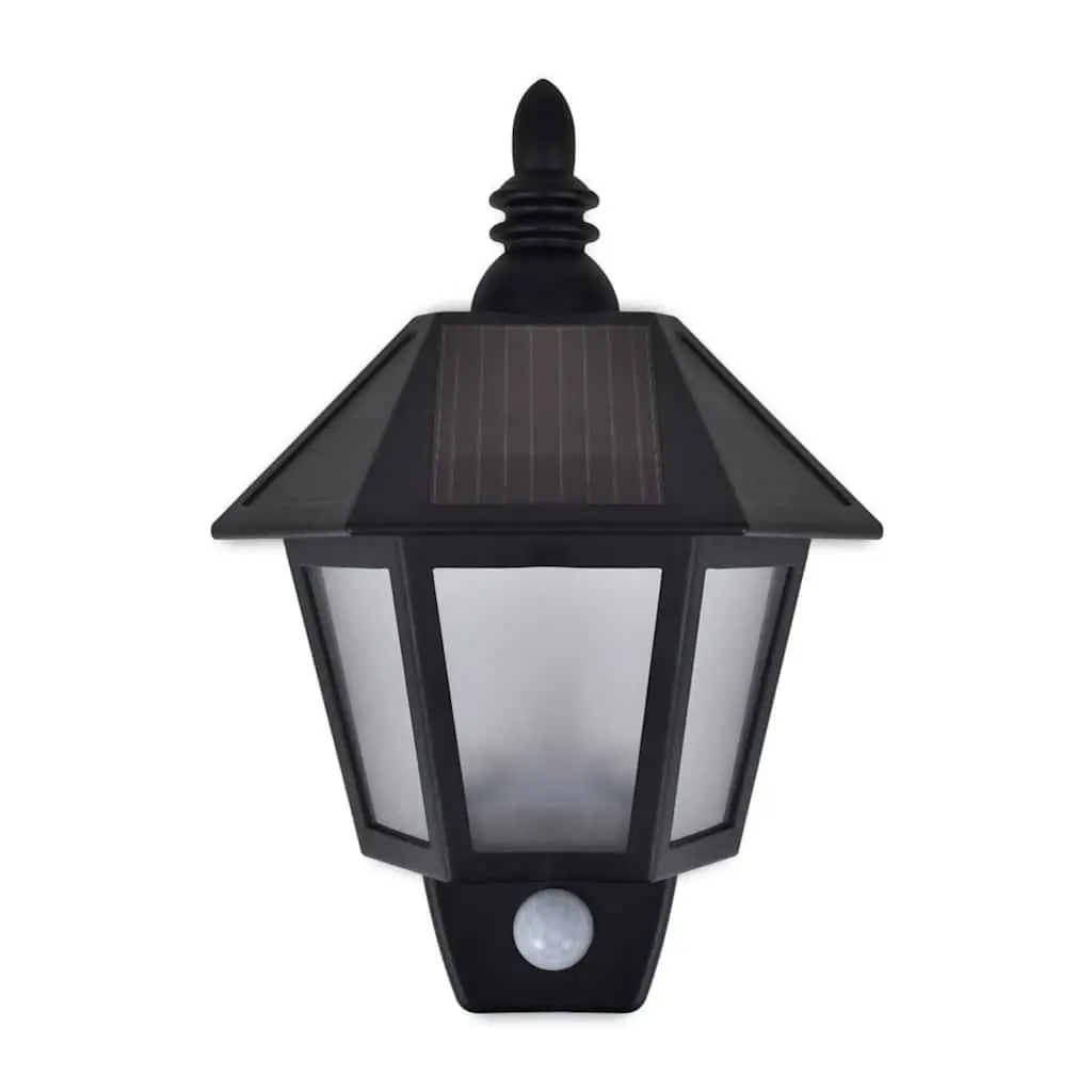 Solar Wall Lamps Black 2 pcs Motion Sensor Outdoor Garden Patio Fence Lighting