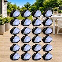 24-Piece Black Round Solar Wall Lamps for Outdoor Lighting