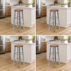 Modern Design Bar Stools Set of 4 with Footrests