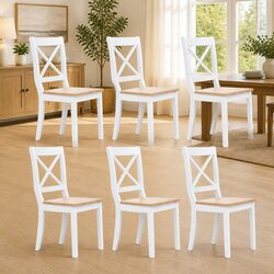 Dining Chairs Set 6 pcs White Kitchen Room Furniture Ergonomic Design