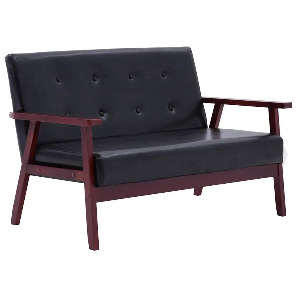2 Piece Black Sofa Set with Armchair and Sofa