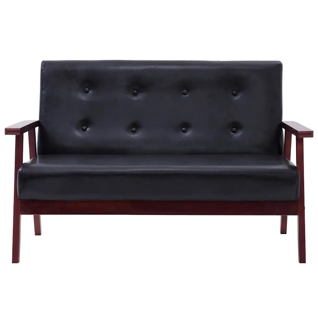 2 Piece Black Sofa Set with Armchair and Sofa
