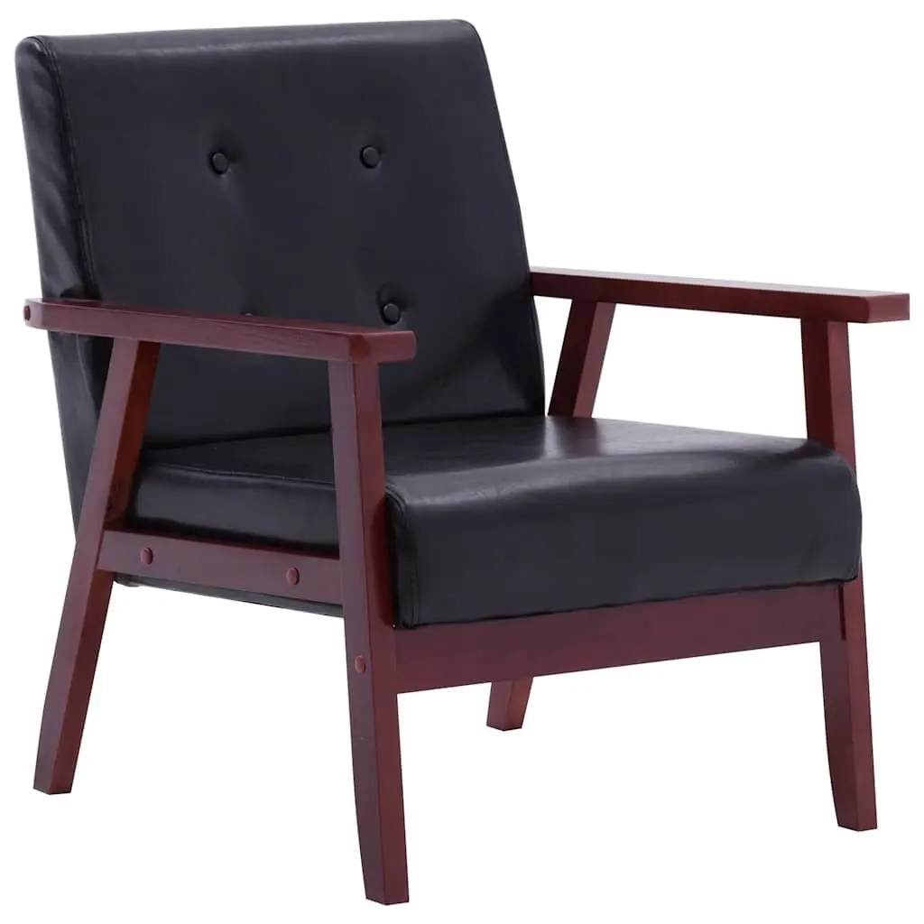 2 Piece Black Sofa Set with Armchair and Sofa