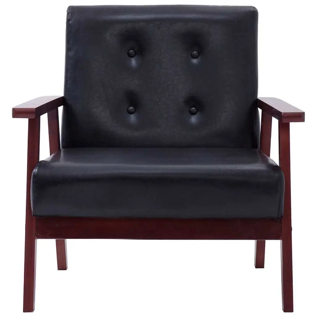 2 Piece Black Sofa Set with Armchair and Sofa