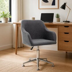 Swivel Office Chair Grey Fabric Ergonomic Design Height Adjustable Gas Lift Desk