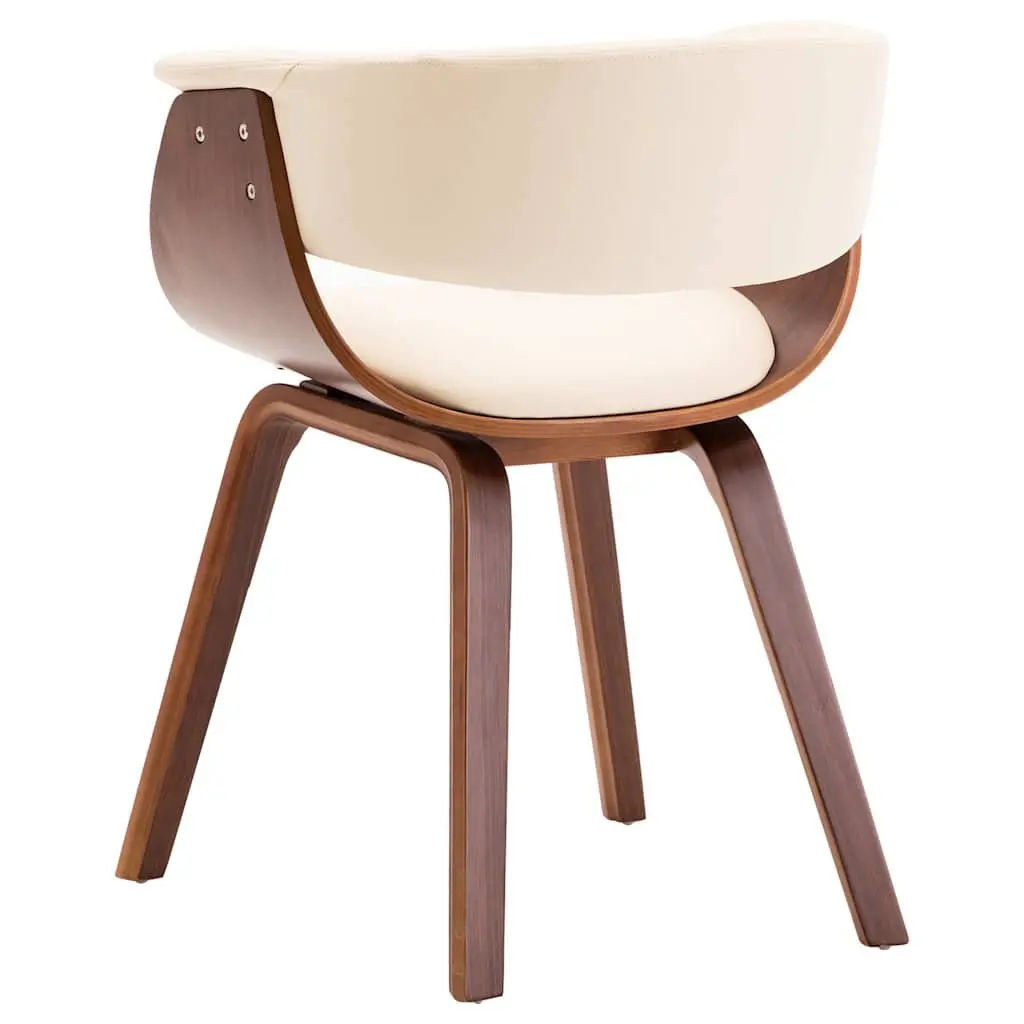 Dining Chairs Faux Leather Upholstered Cream Bent Wood Frame