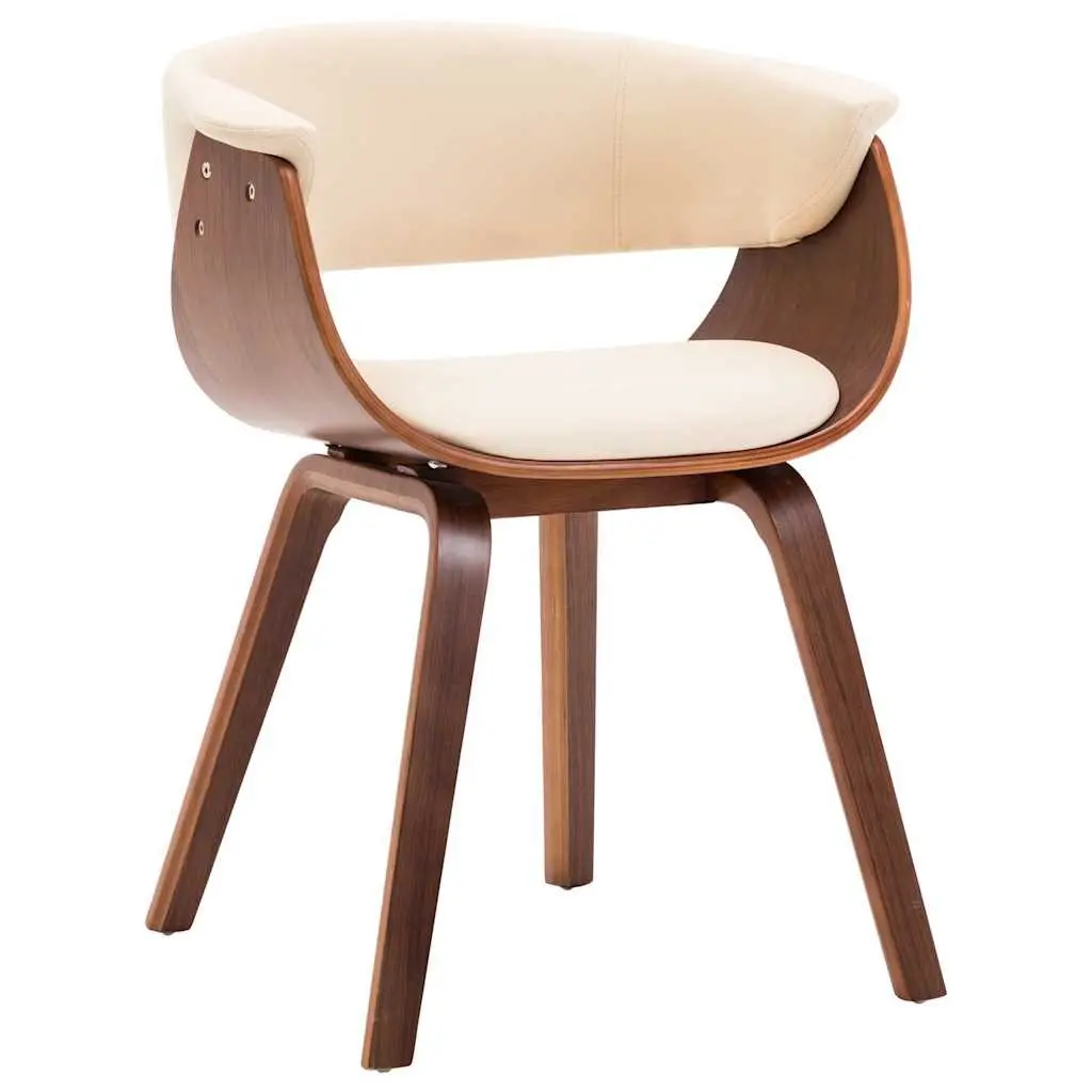Set of 6 Cream Dining Chairs with Bent Wood Frame