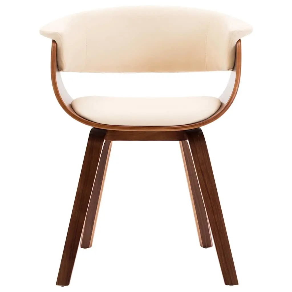 Set of 6 Cream Dining Chairs with Bent Wood Frame