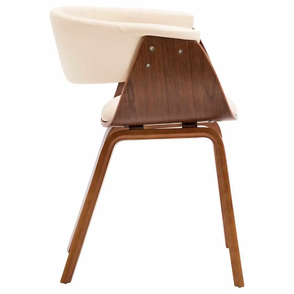 Set of 6 Cream Dining Chairs with Bent Wood Frame