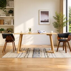 Dining Chairs Set 2 pcs Grey Bent Wood Frame Fabric Upholstered Kitchen Seating