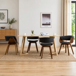 Set of 4 Grey Dining Chairs with Sturdy Bent Wood Frame