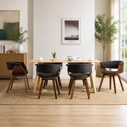 Elegant Grey Dining Chairs Set of 6 with Bent Wood Frames