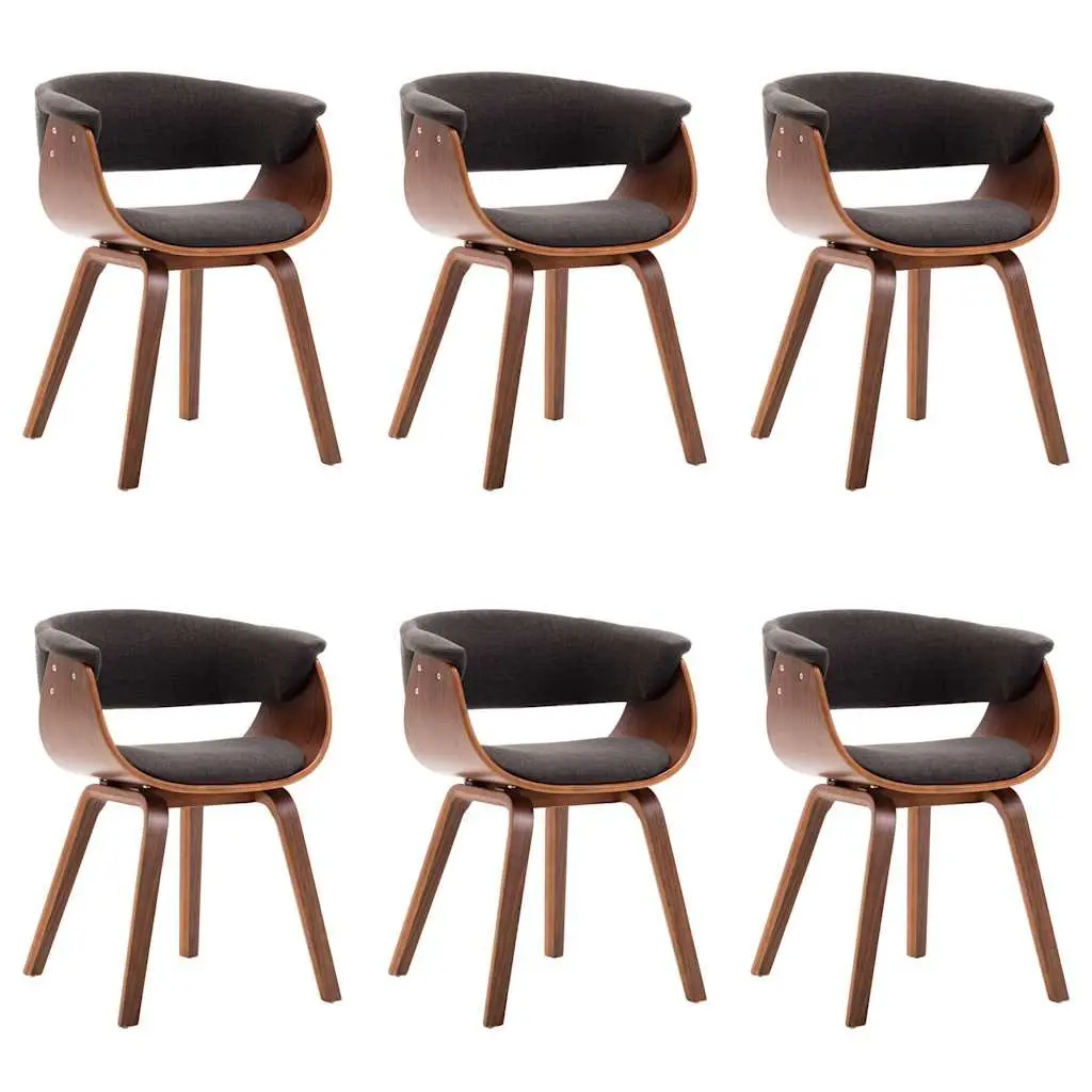 Dining Chairs Set Bent Wood Frame Fabric Seat Grey