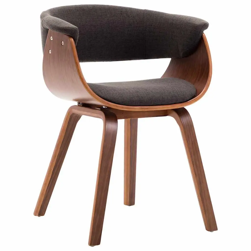 Dining Chairs Set Bent Wood Frame Fabric Seat Grey