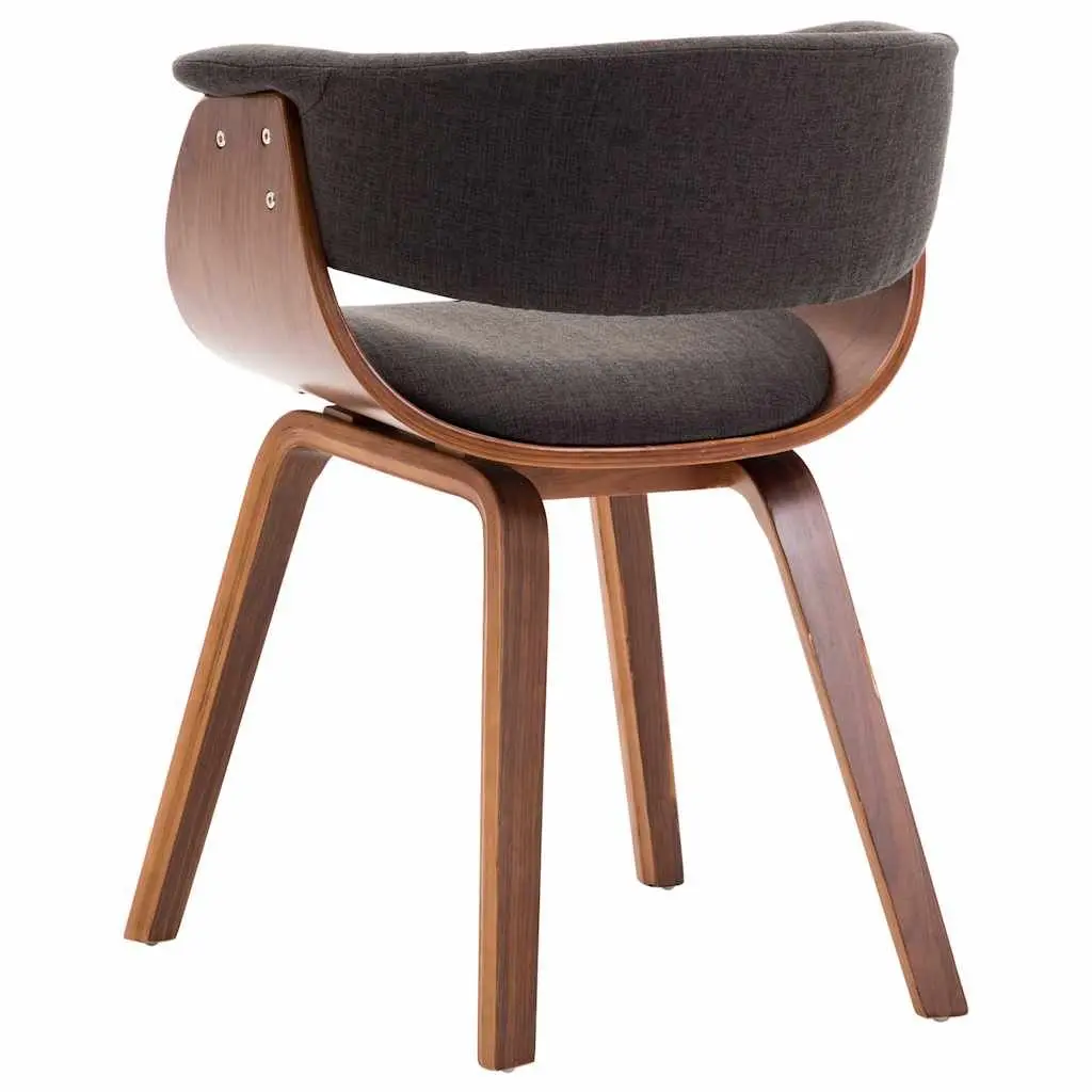 Dining Chairs Set Bent Wood Frame Fabric Seat Grey