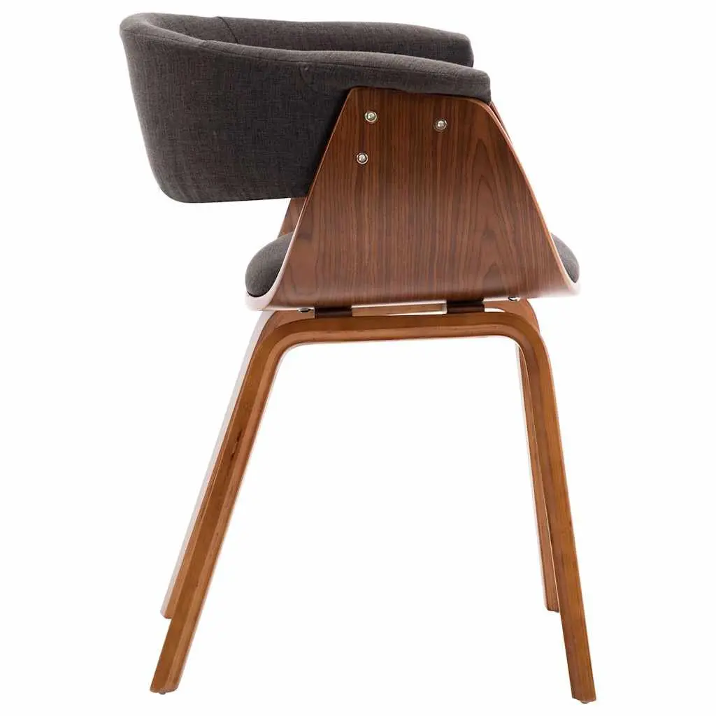 Dining Chairs Set Bent Wood Frame Fabric Seat Grey
