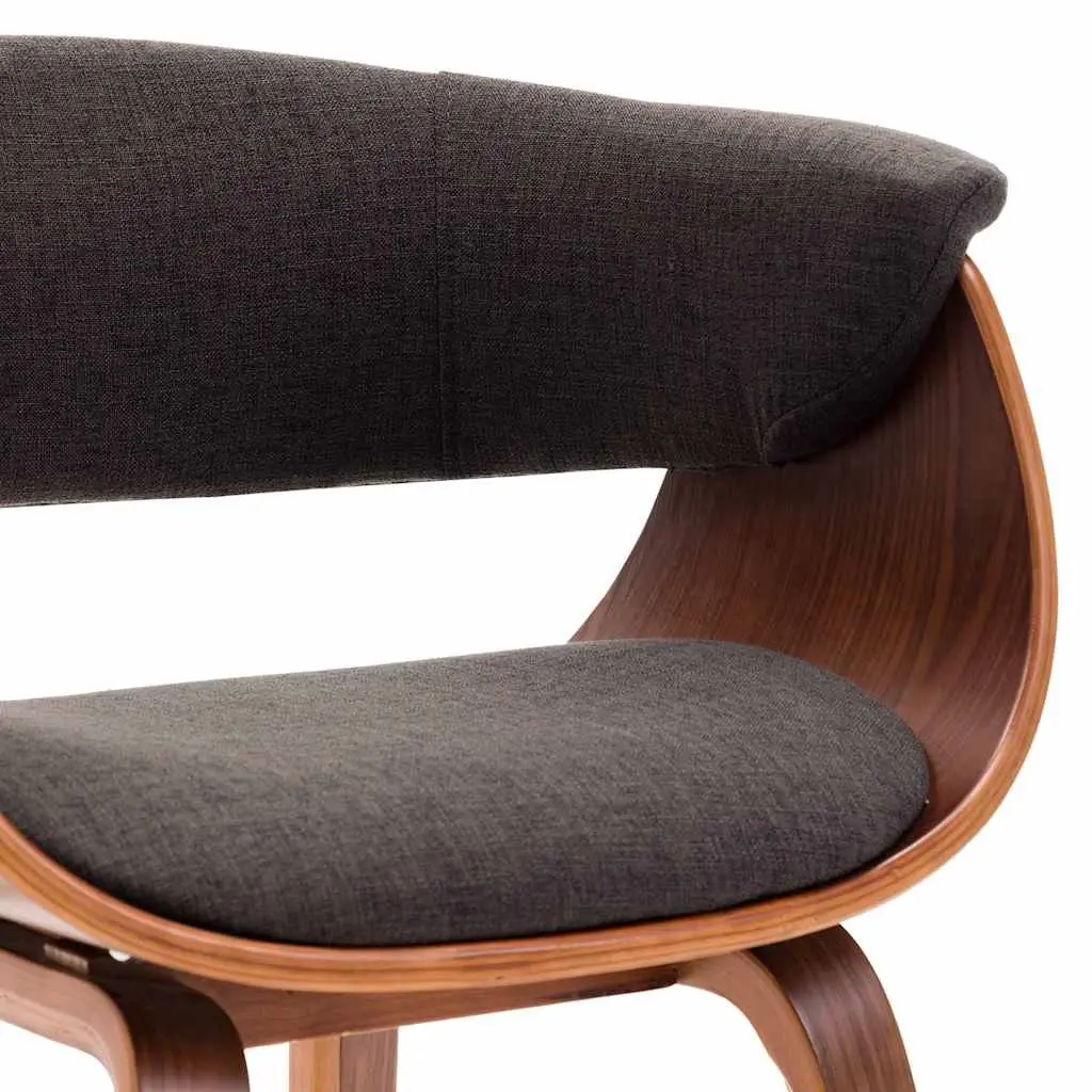 Dining Chairs Set Bent Wood Frame Fabric Seat Grey