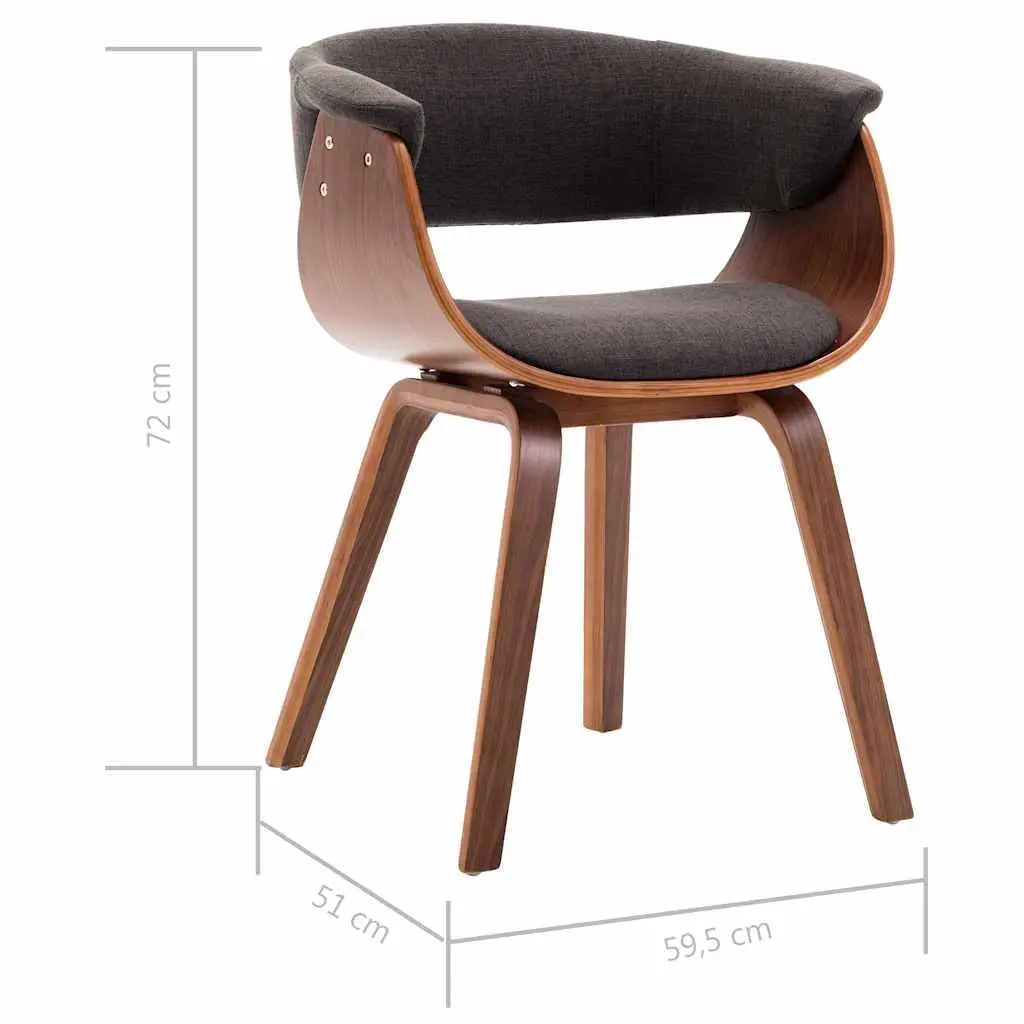 Dining Chairs Set Bent Wood Frame Fabric Seat Grey