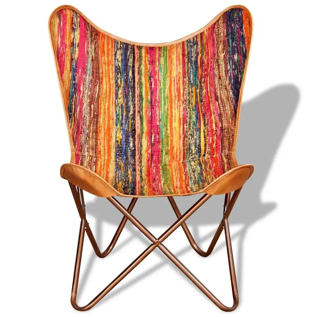 Multicolour Chindi Fabric Butterfly Chairs Set