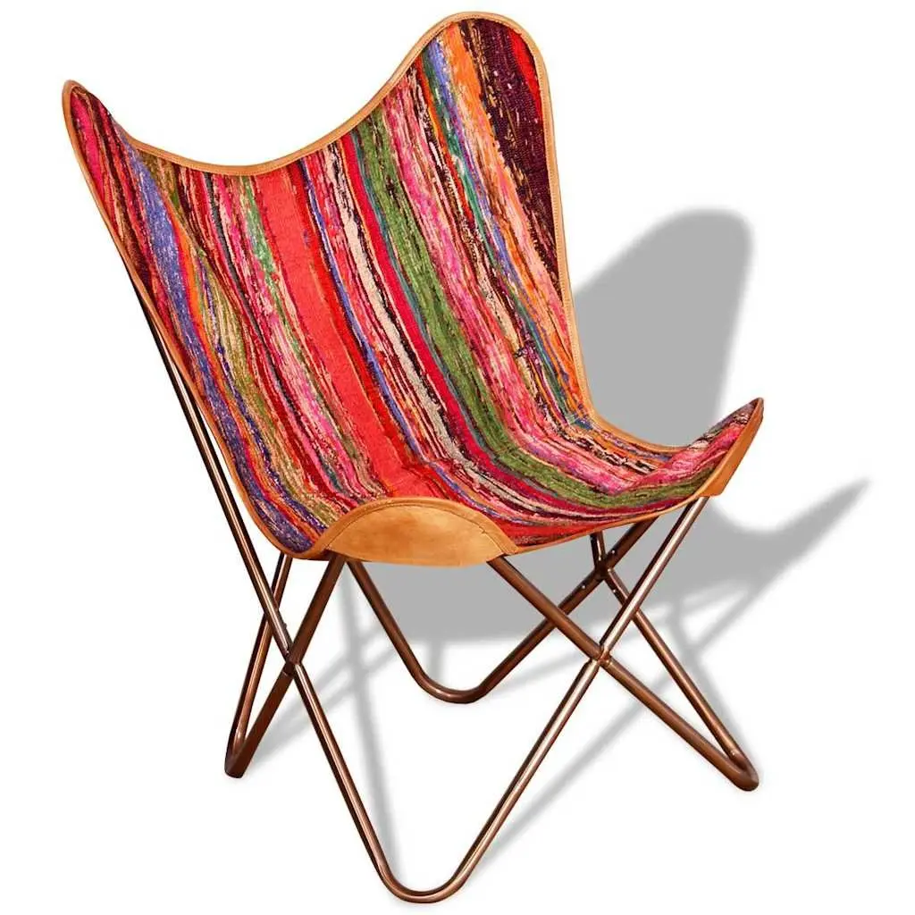 Multicolour Chindi Fabric Butterfly Chairs Set