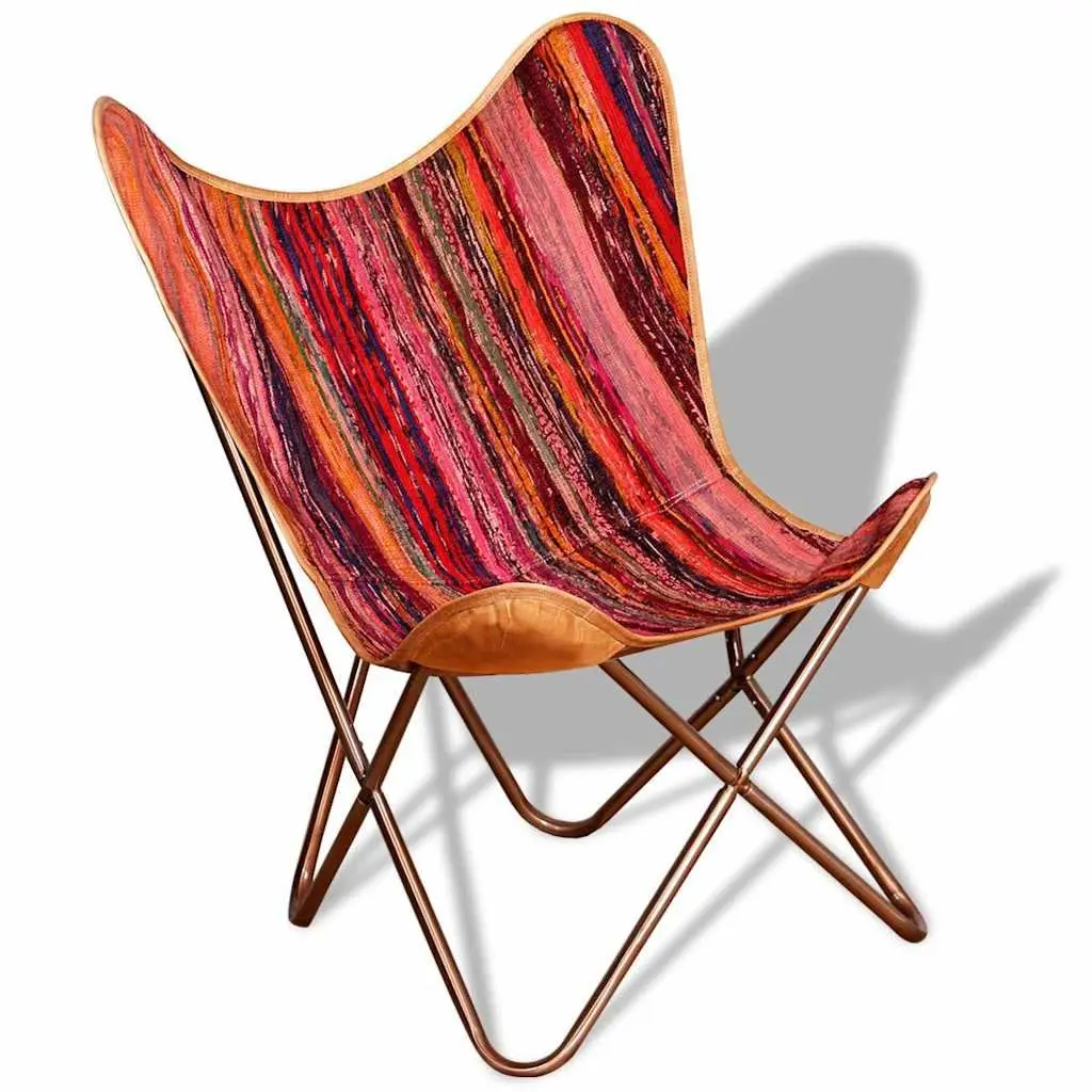 Multicolour Chindi Fabric Butterfly Chairs Set