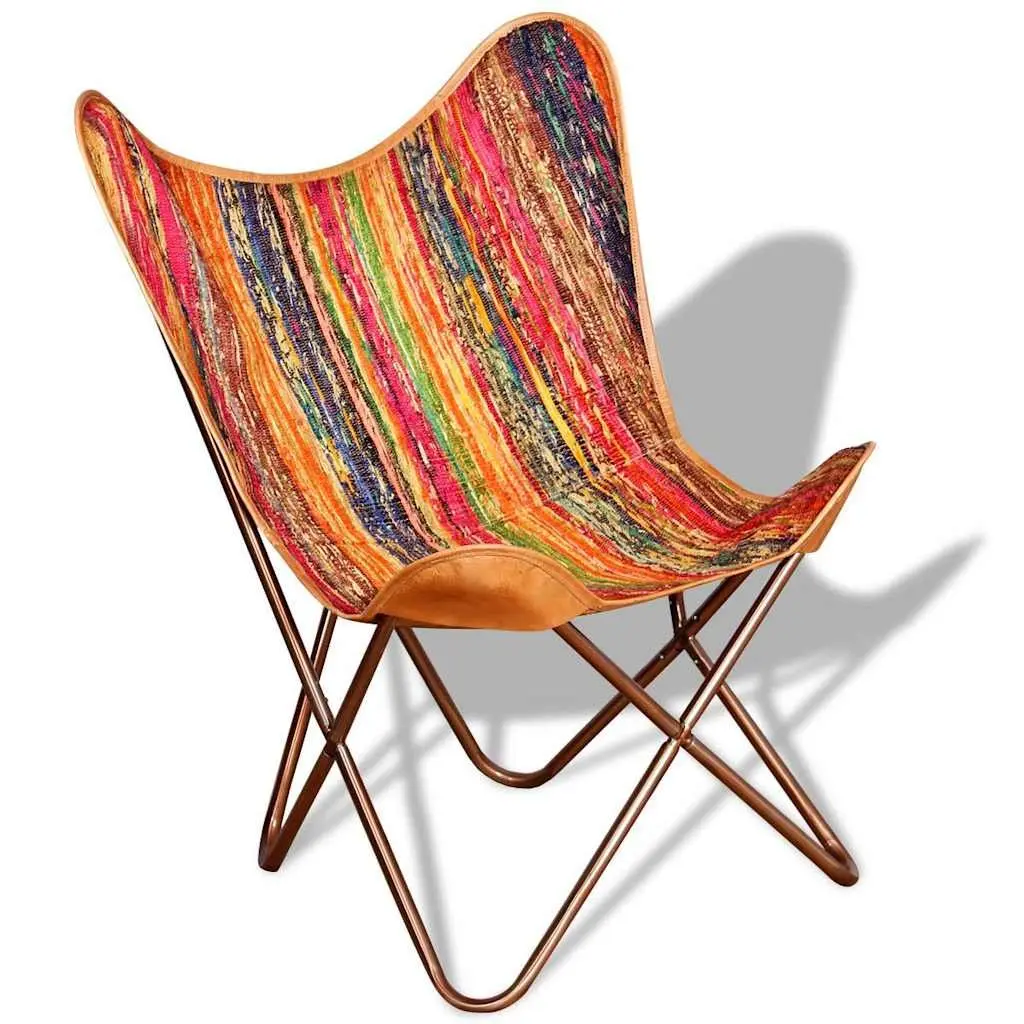 Multicolour Chindi Fabric Butterfly Chairs Set
