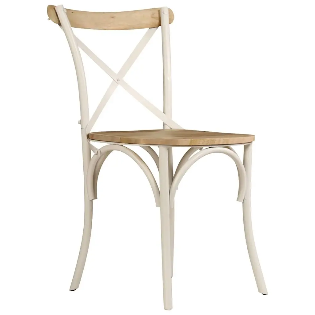 Dining Chairs 4 pcs White Kitchen Room Seating Set Retro Open Back Design