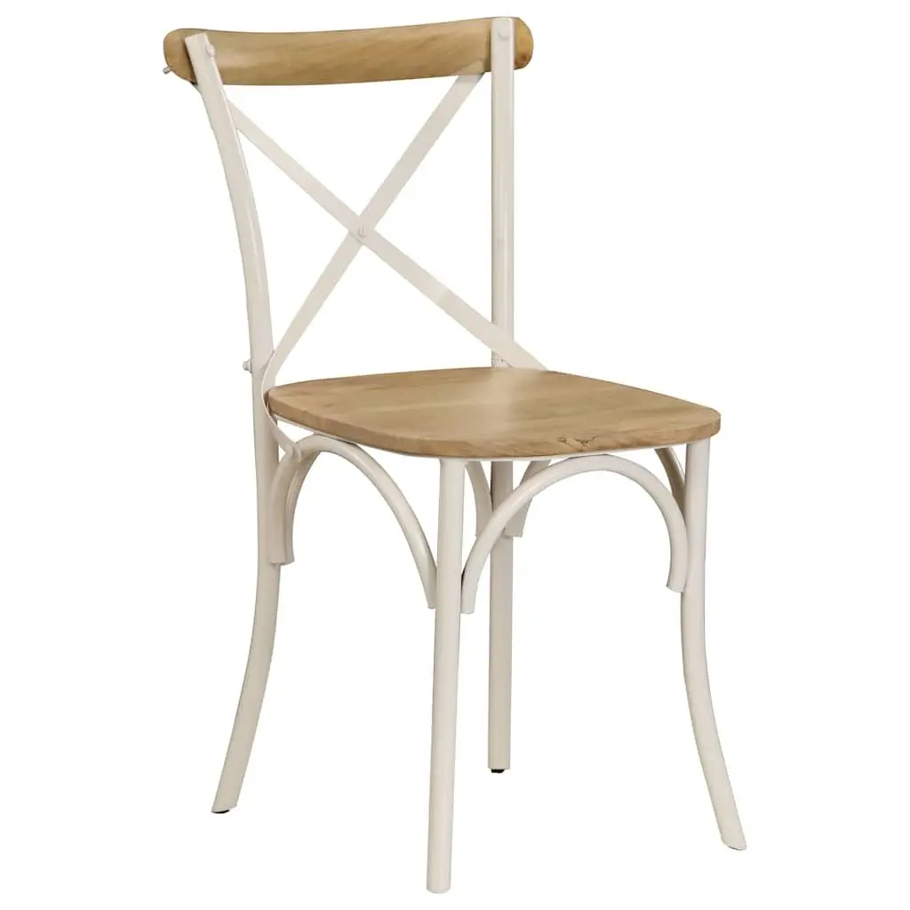 Dining Chairs Set 6 pcs White Kitchen Room Furniture Solid Wood Seating