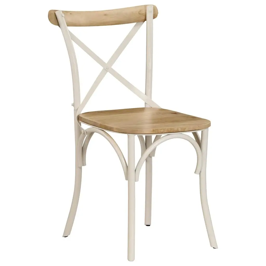 Dining Chairs Set 6 pcs White Kitchen Room Furniture Solid Wood Seating