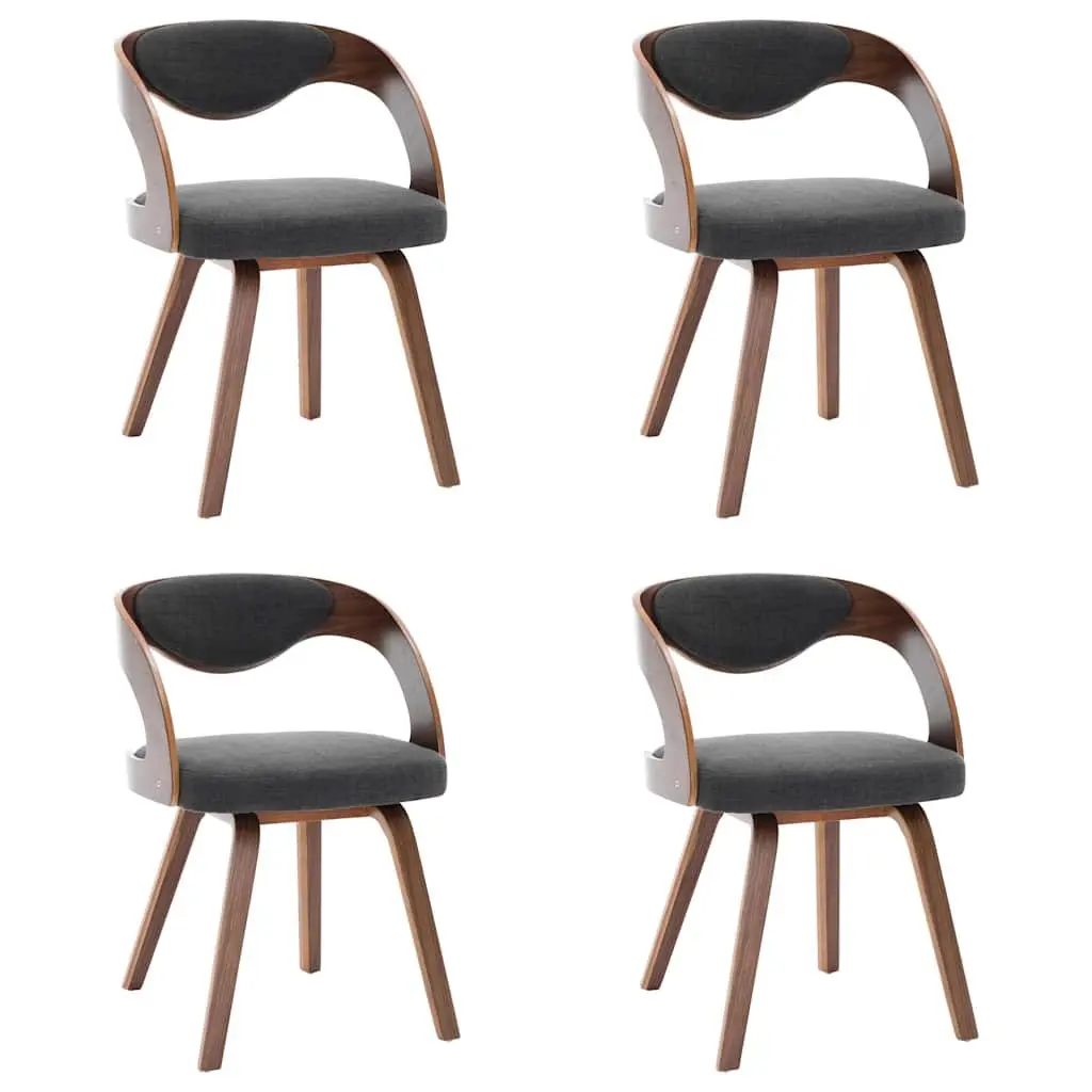 4-Piece Dining Chair Set in Grey Fabric and Wood