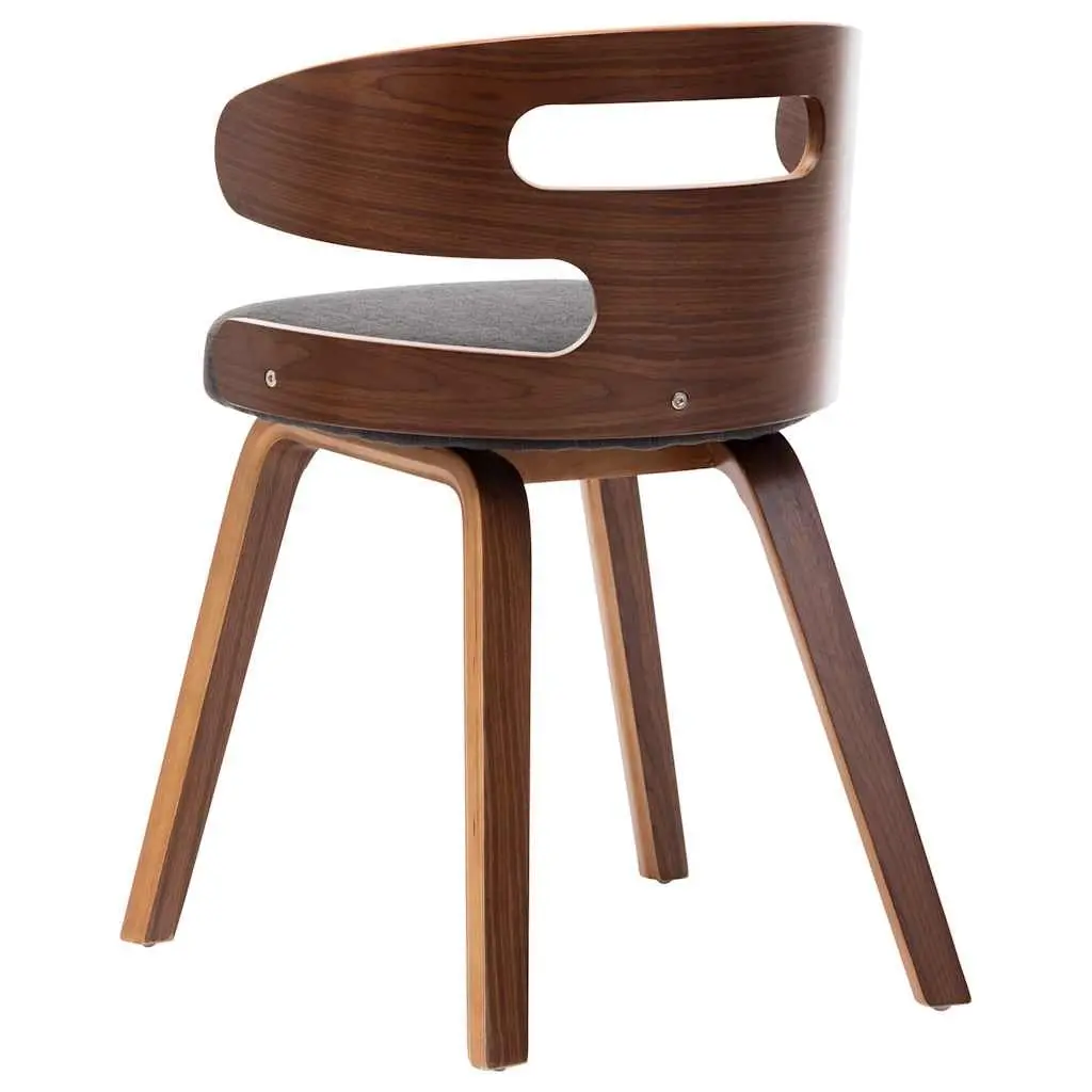 Set of 6 Grey Dining Chairs with Bent Wood Frame