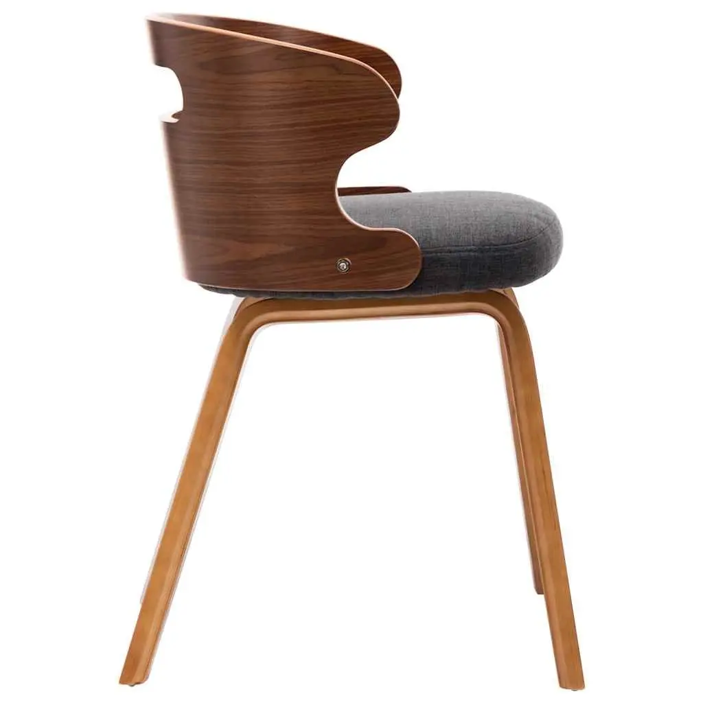 Set of 6 Grey Dining Chairs with Bent Wood Frame