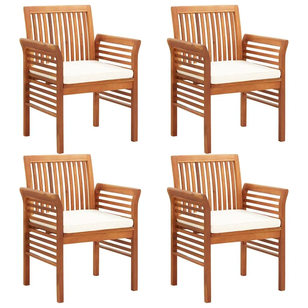 Solid Wood Acacia 5 Piece Outdoor Dining Set with Cushions