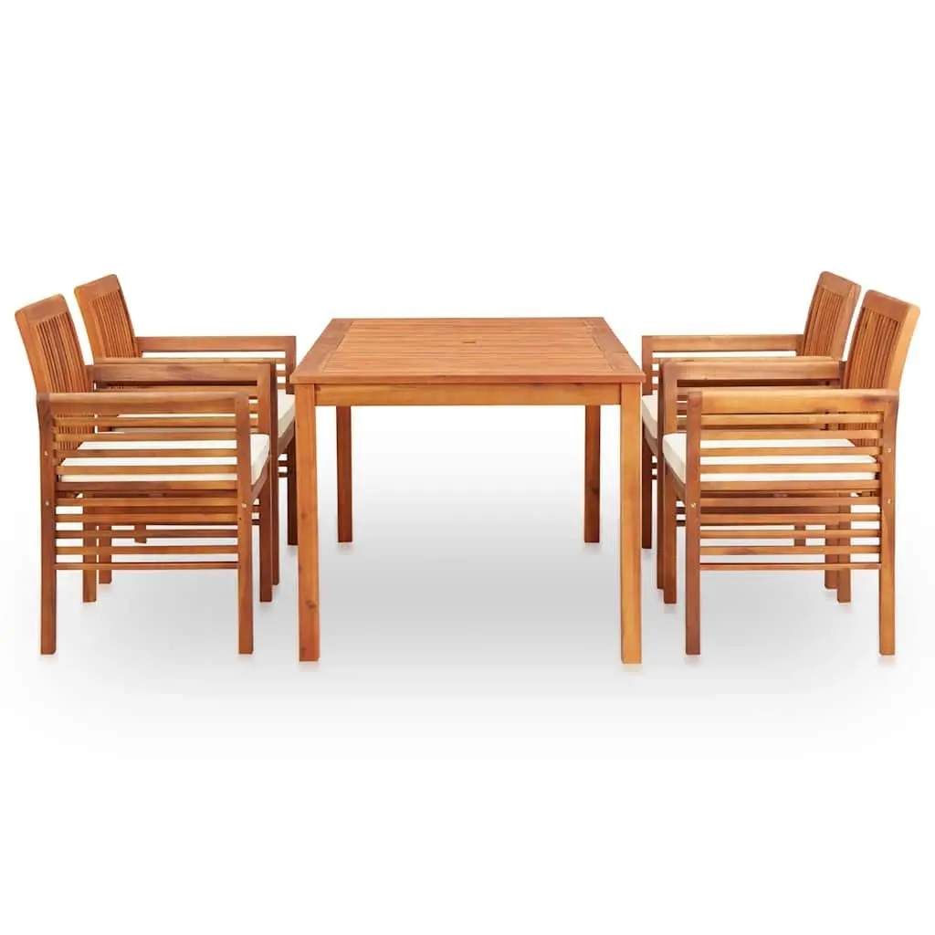 Solid Wood Acacia 5 Piece Outdoor Dining Set with Cushions